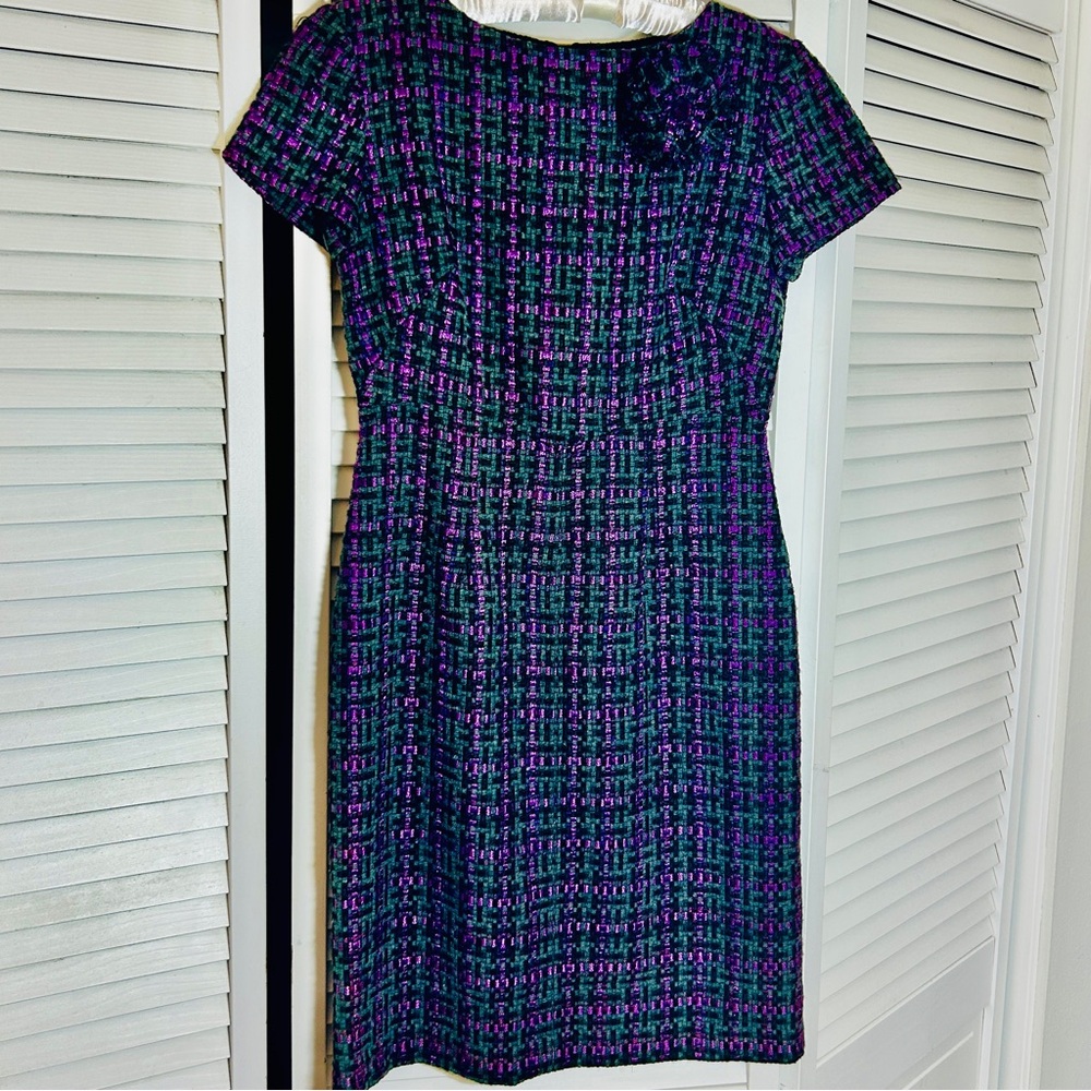 Eliza J. Super Cute Purple and Black Plaid Women's Dress